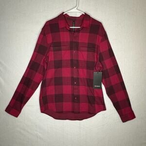 Lululemon Soft Knit Overshirt Check Plaid Pomegranate Red CHCP Men's Size Large